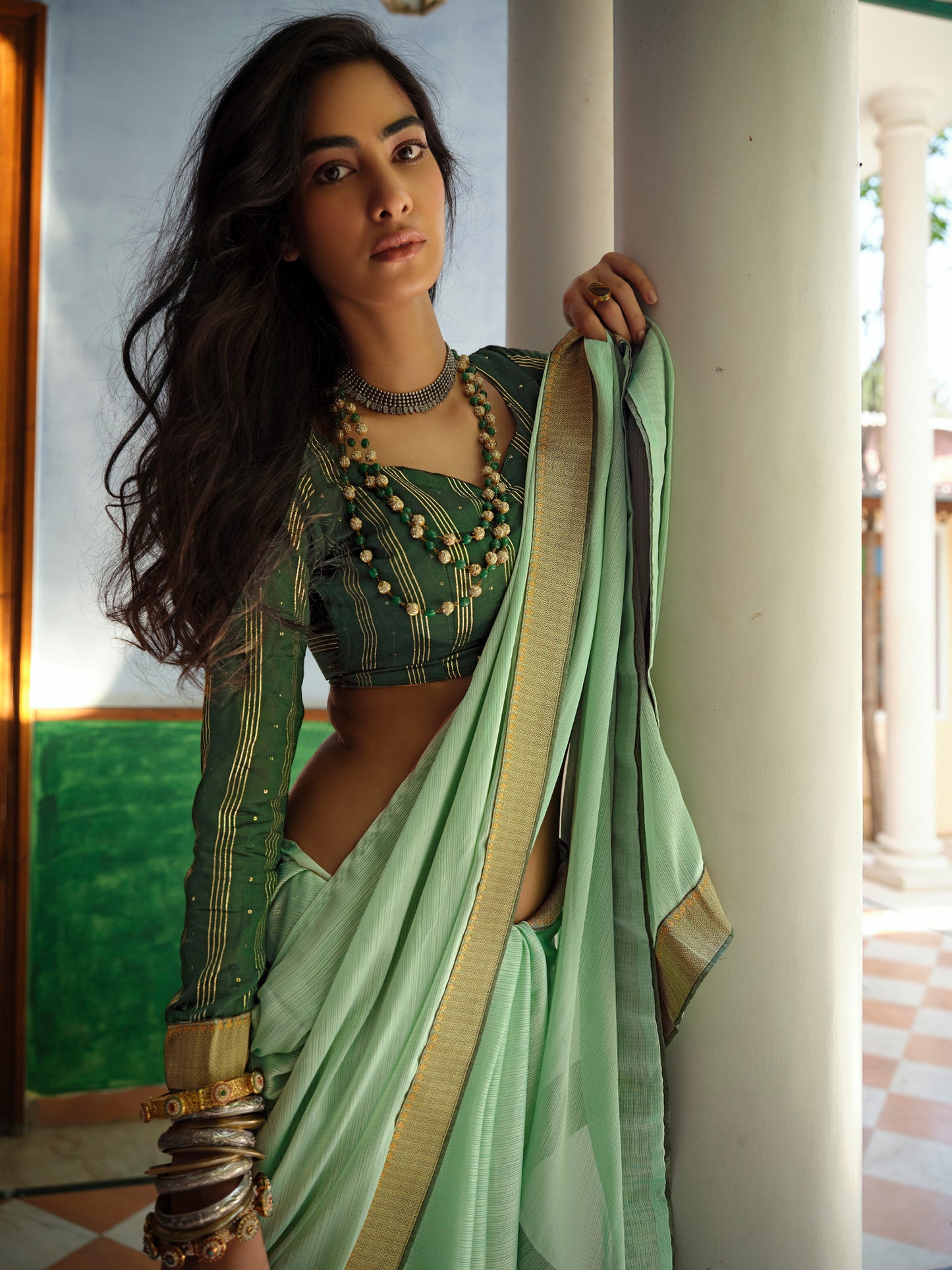 Green Art Silk Woven Style Saree