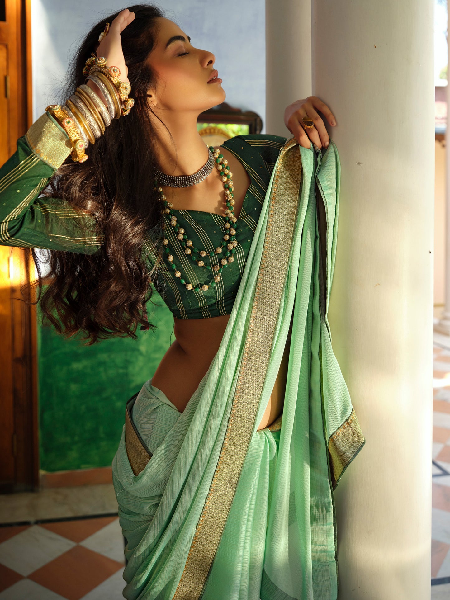 Green Art Silk Woven Style Saree