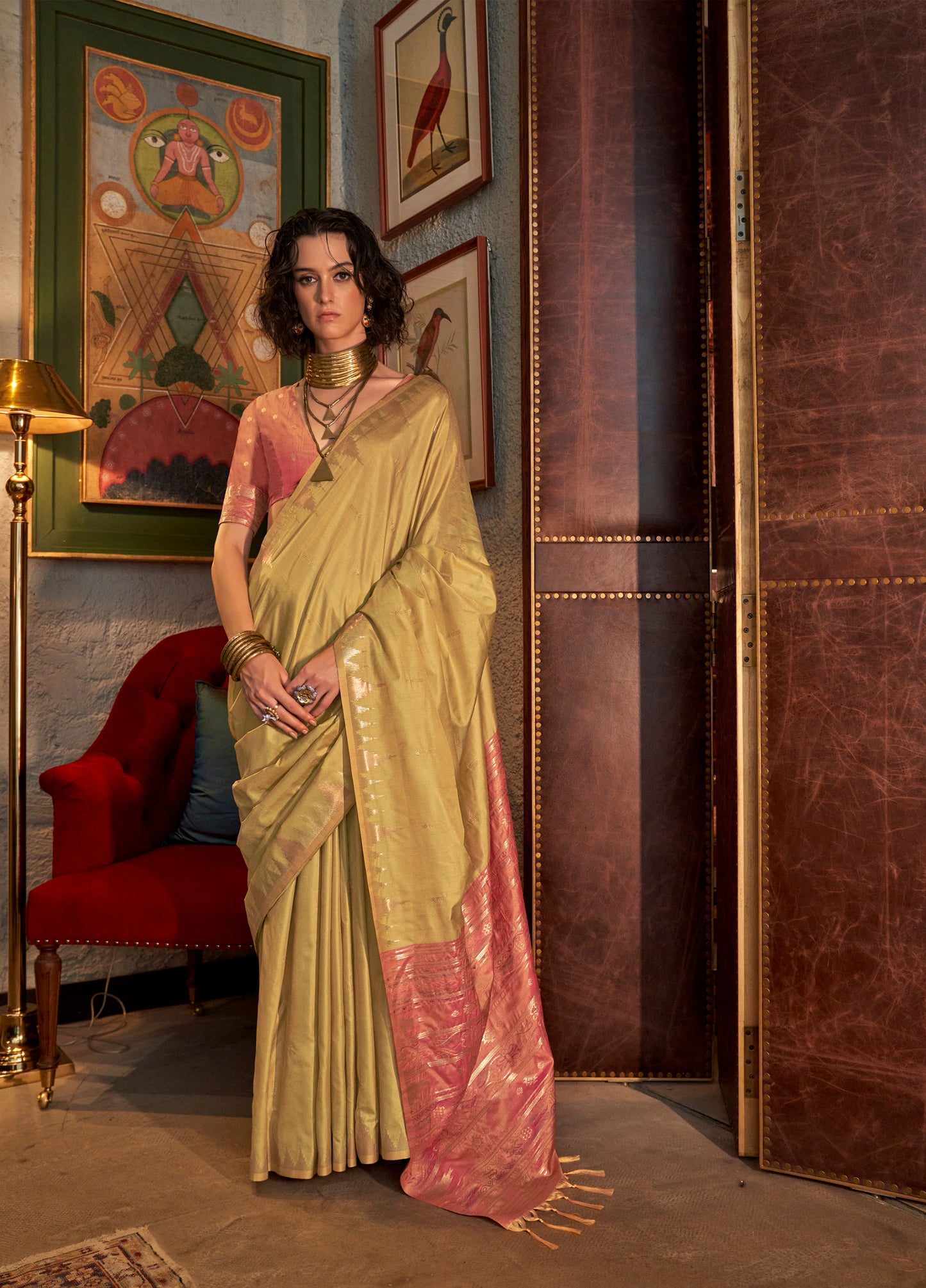 Yellow Kontessa Tussar Silk Handloom Saree