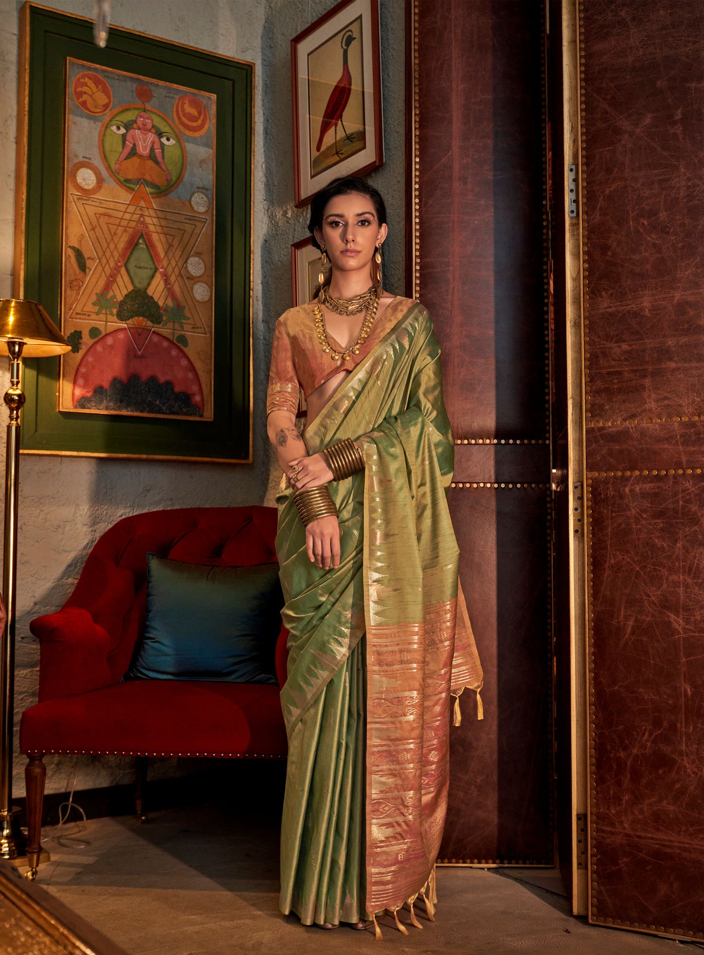 Green Kontessa Tussar Silk Handloom Saree