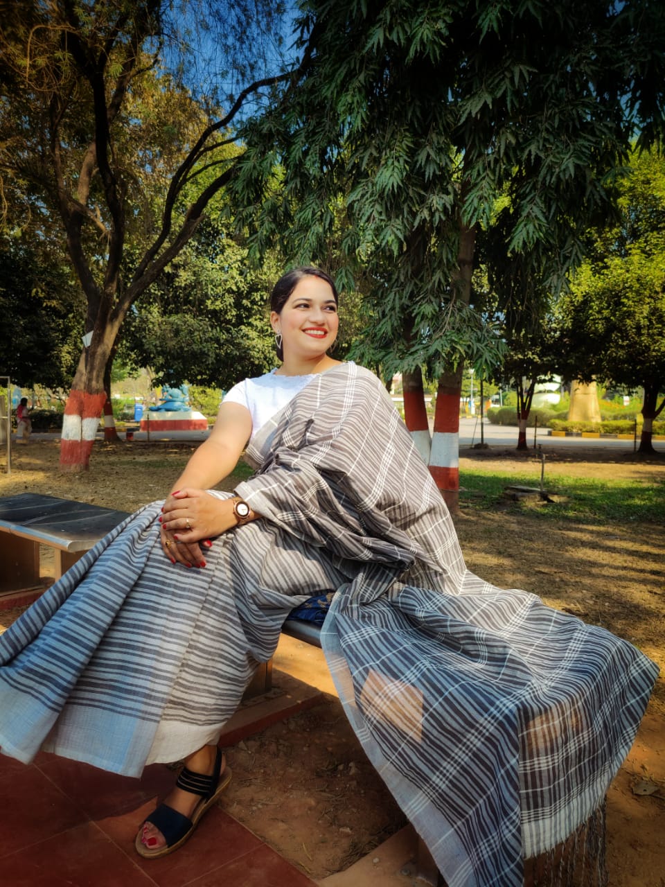 Satvi Grey Cotton Handloom saree