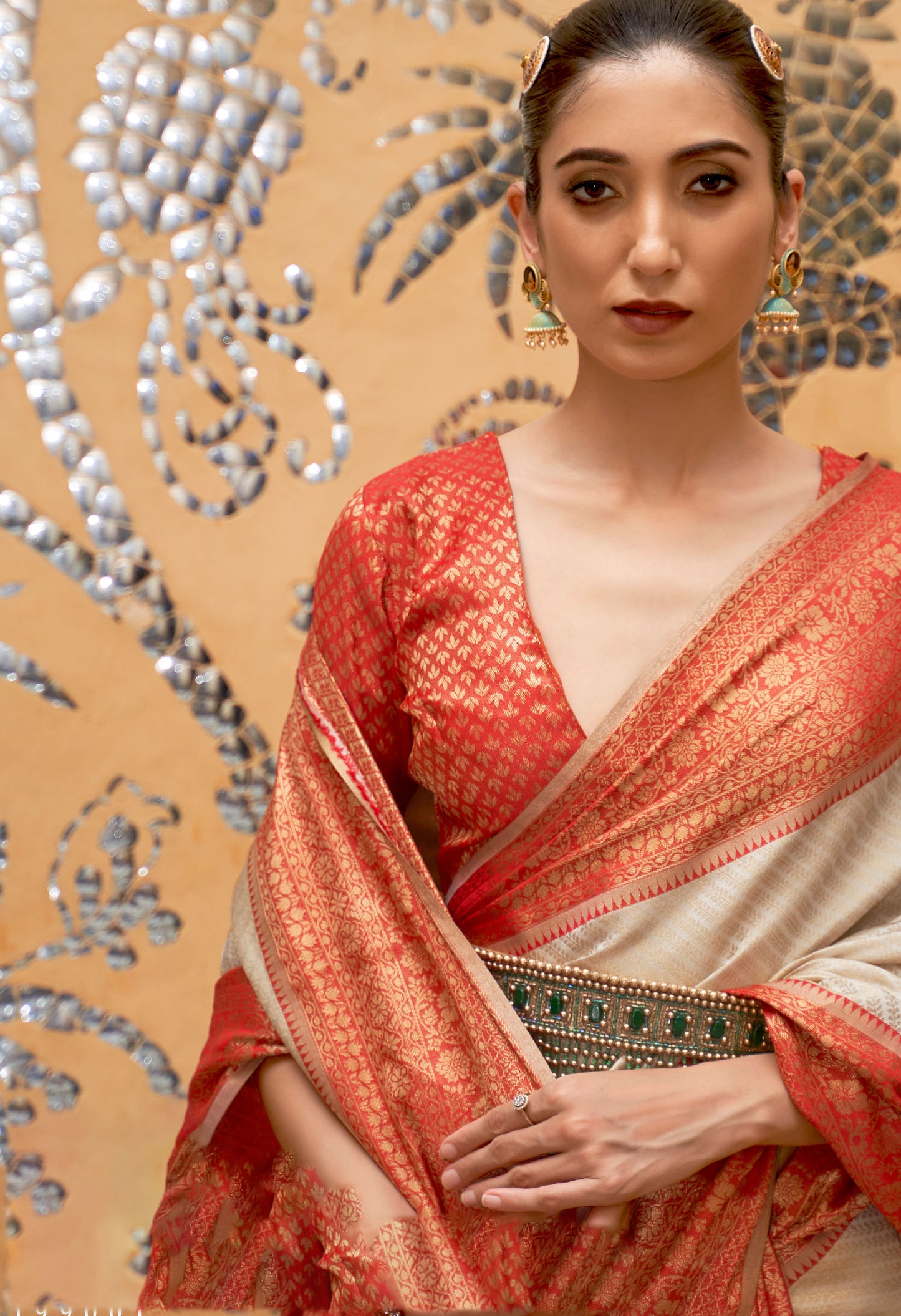 Cream and Gold Kalaapi Handloom Silk saree