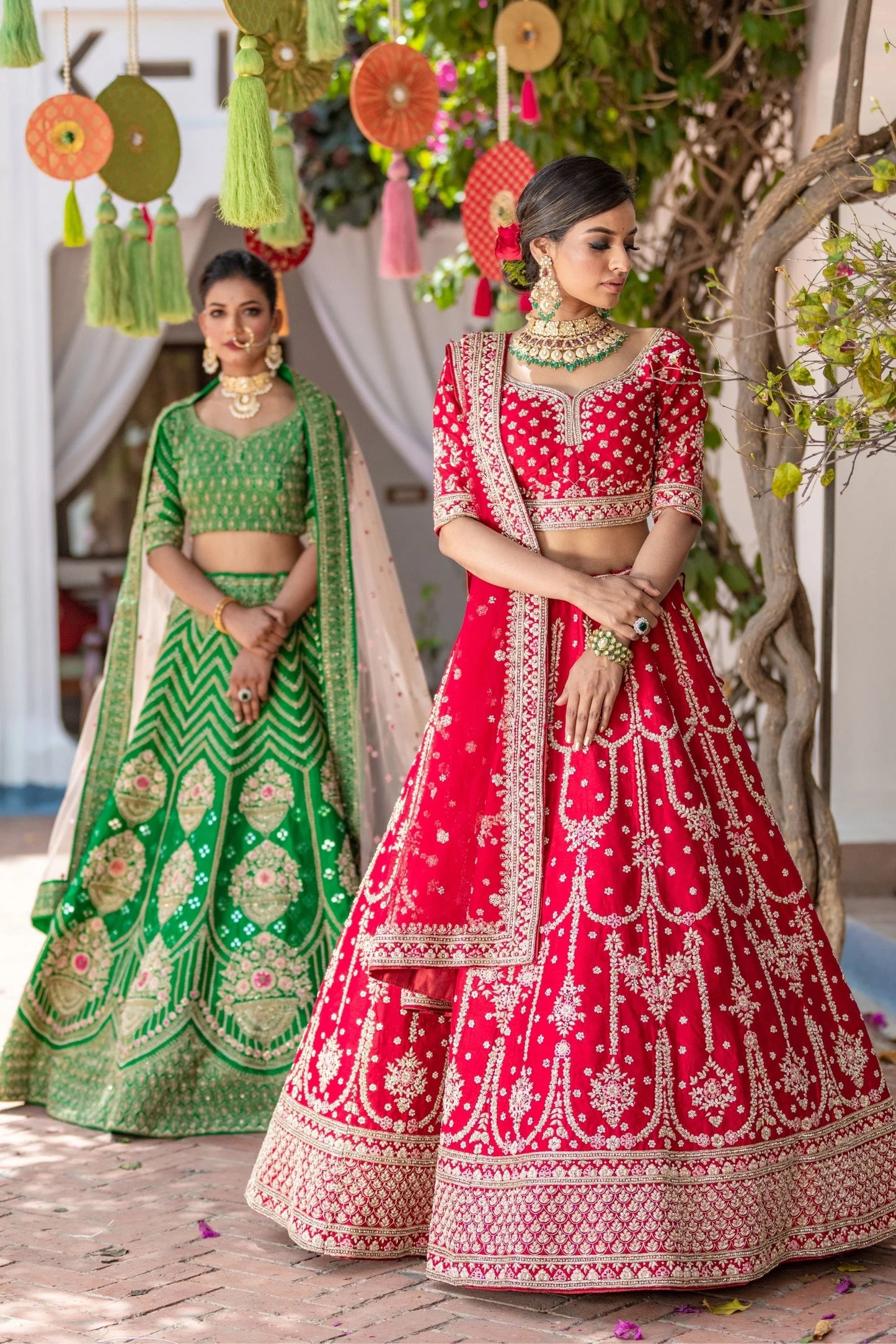 Red Raw Silk Bridal Lehenga