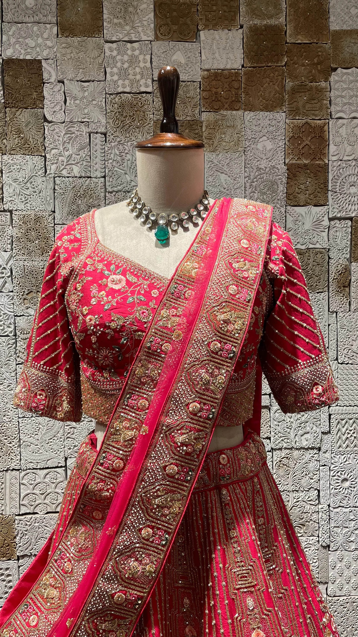 Pink Bridal Lehenga with Zariwork