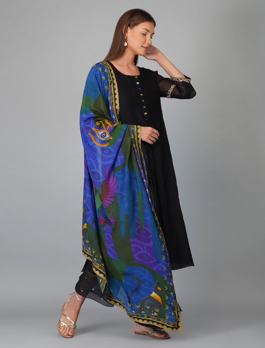 Egyptian Black Print Dupatta And Kurta Set