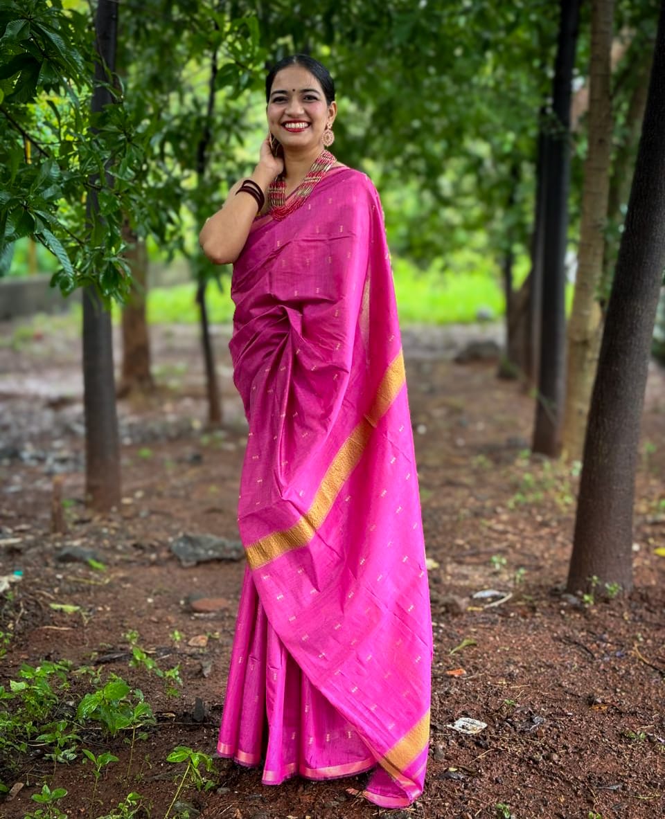 Raji Pink Viscose Handloom saree