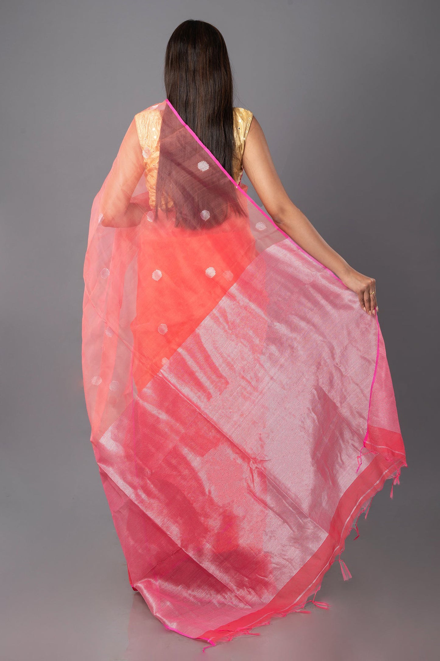 Peach blush handloom saree