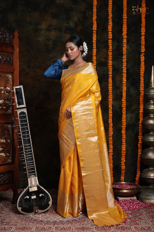 Sunflower Yellow Handloom Kanchipattu Saree