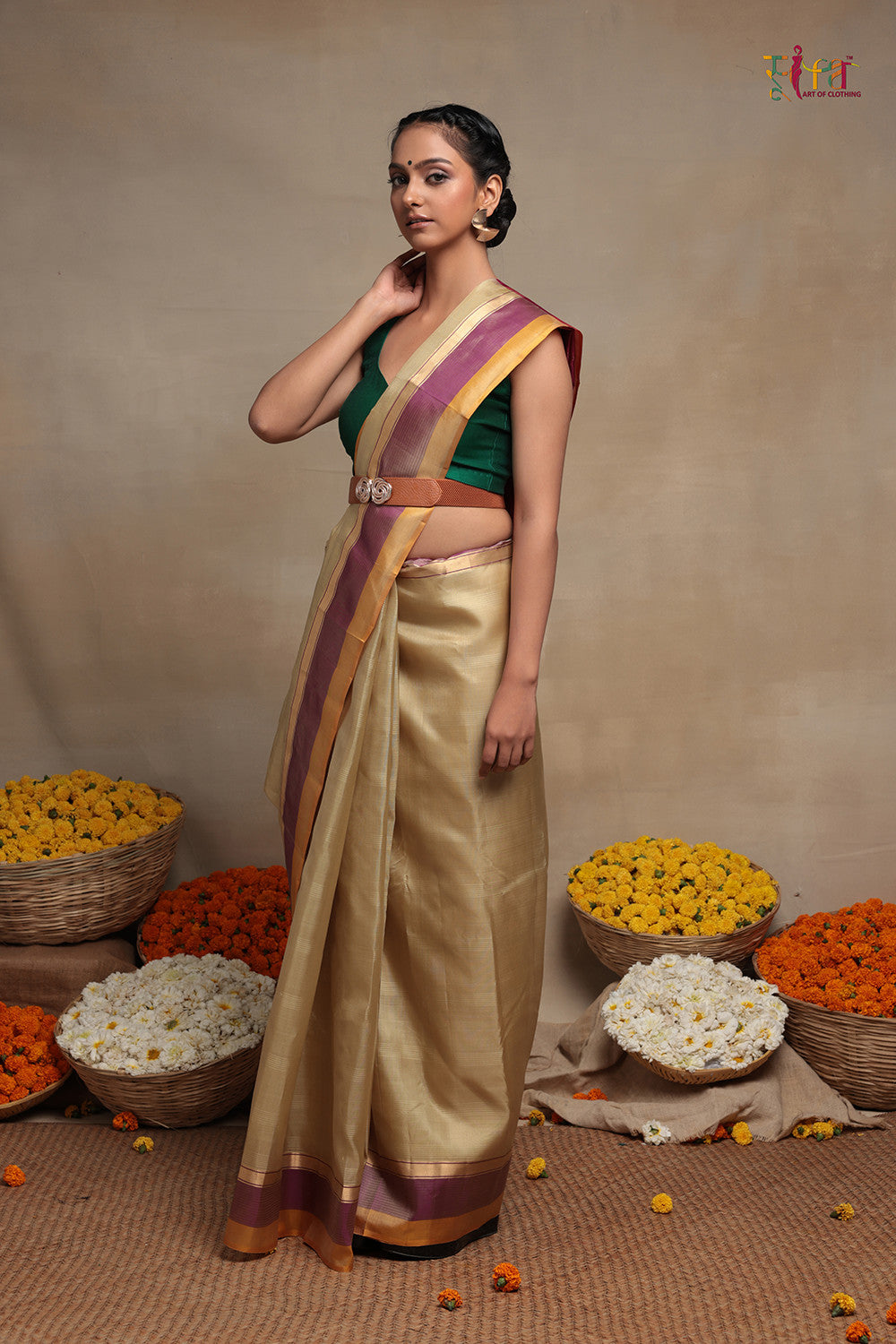 Handloom Gold  Pure Silk Kanchi Contemporary Saree