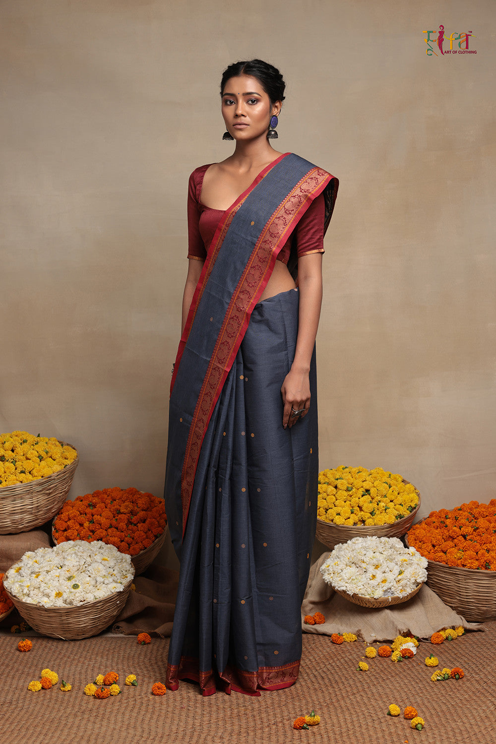 Handloom Shadow Grey Kanchi Cotton Saree