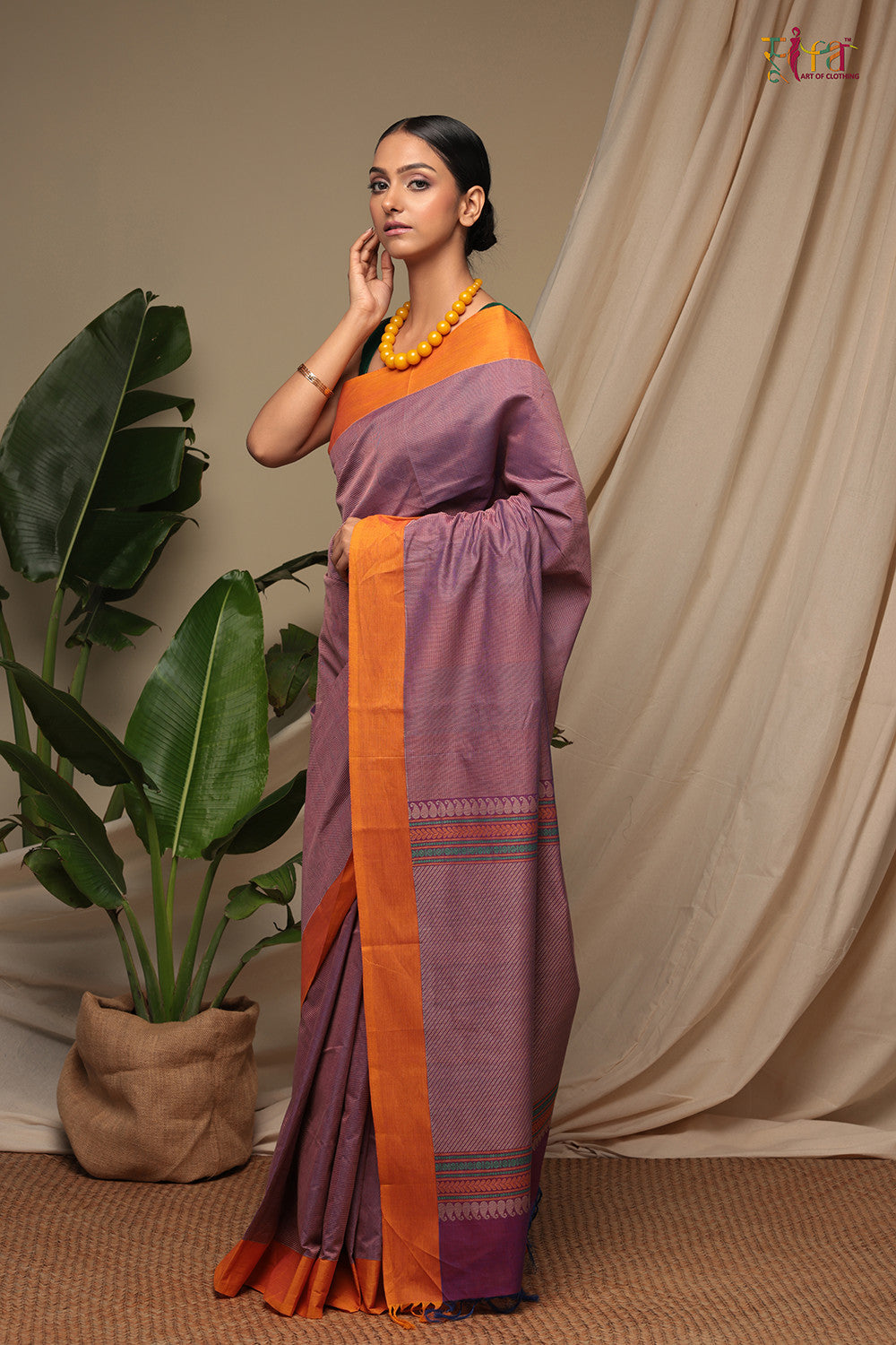 Handloom Purple Pure Cotton Kanchi Cotton Saree