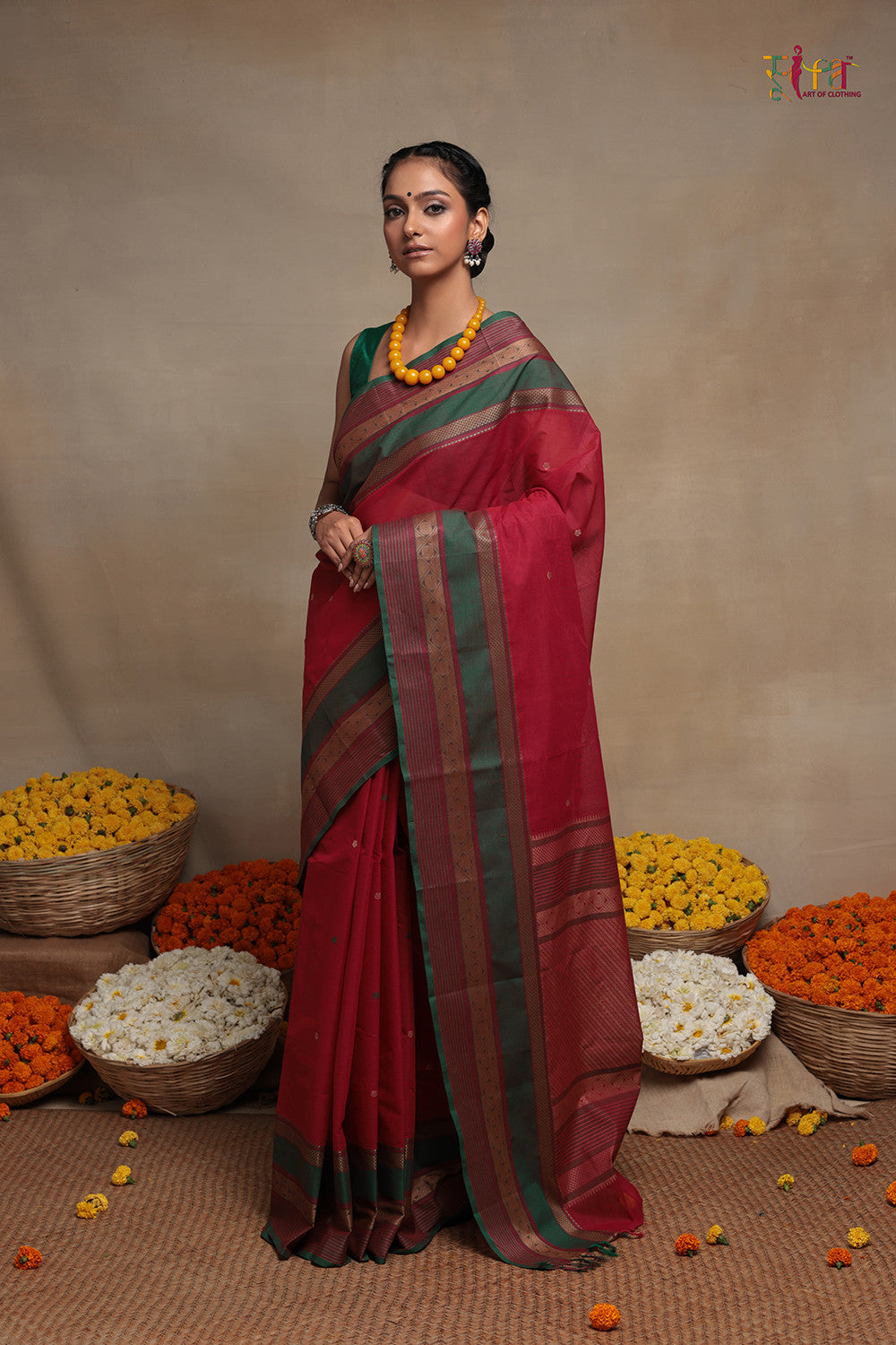 Handloom Rani Pure Cotton Kanchi Saree