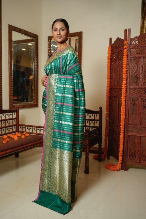 Green Saree Katan Pure Silk