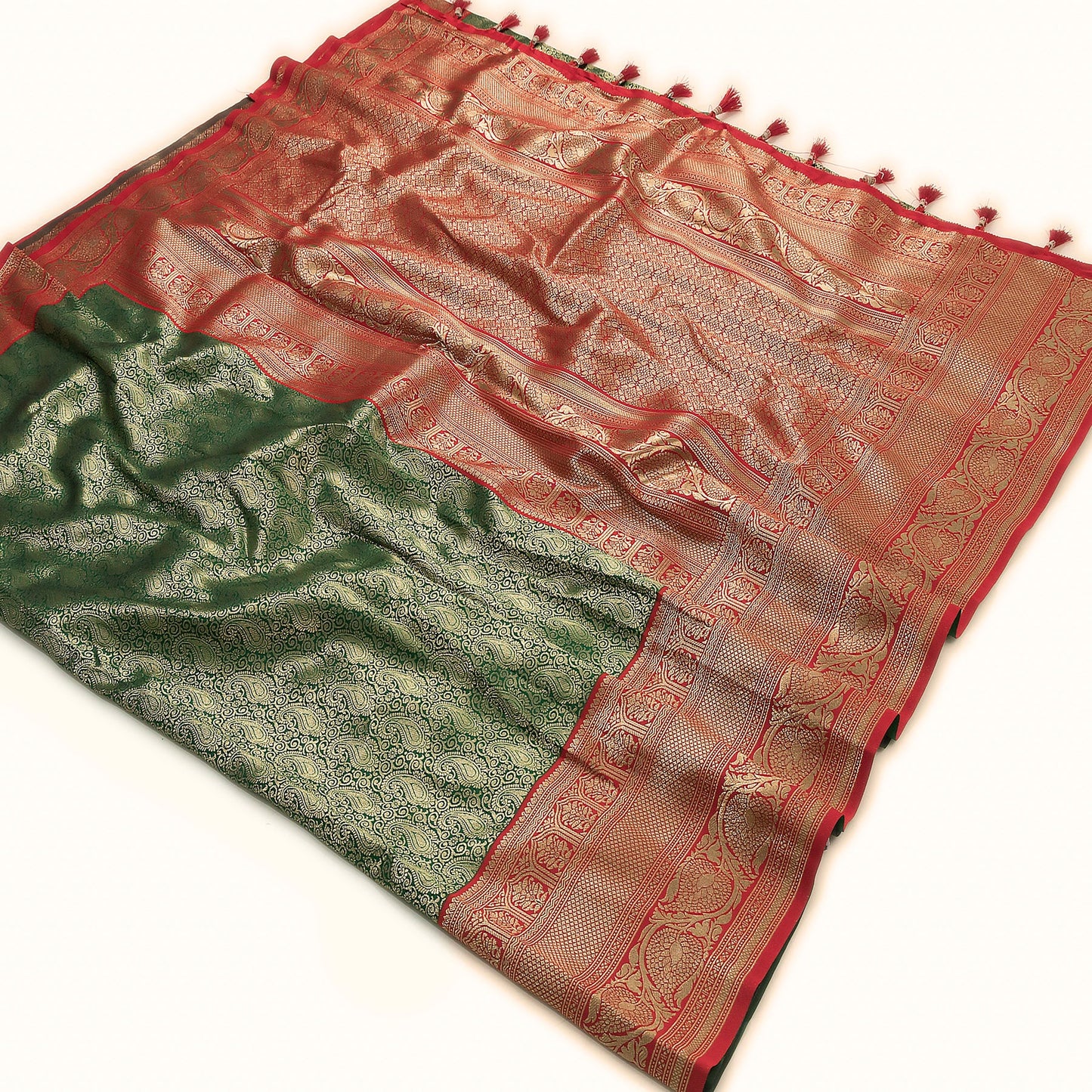 Green Banarasi Kairi Jaal Silk Saree