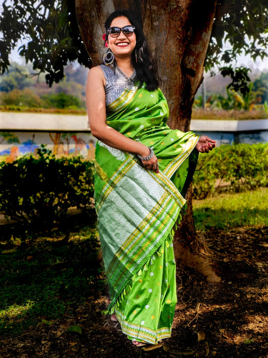 Skanda Green Silk Handloom saree