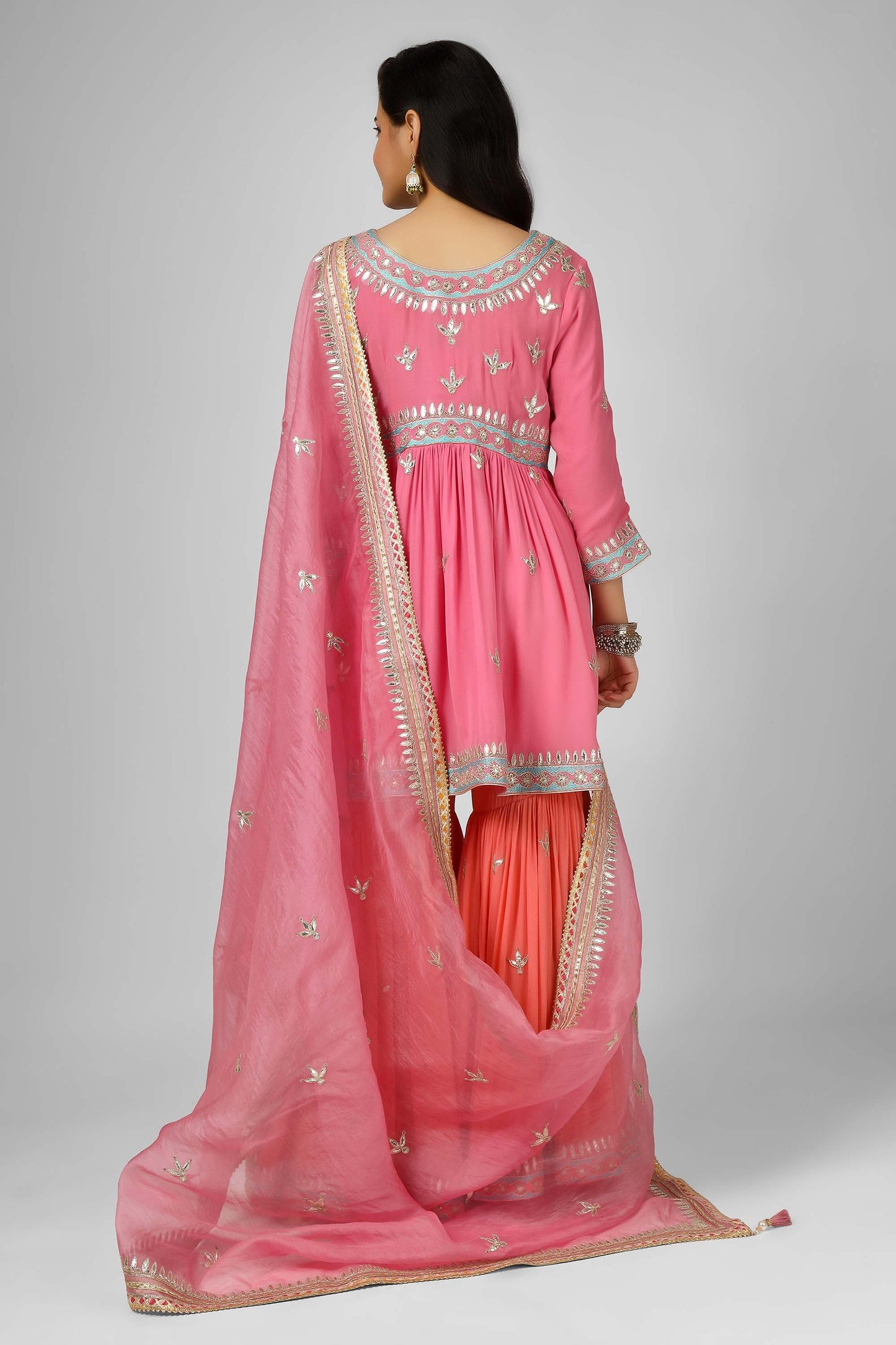 Gotta Bling Pink Georgette Gotta Dori Festive Sharara