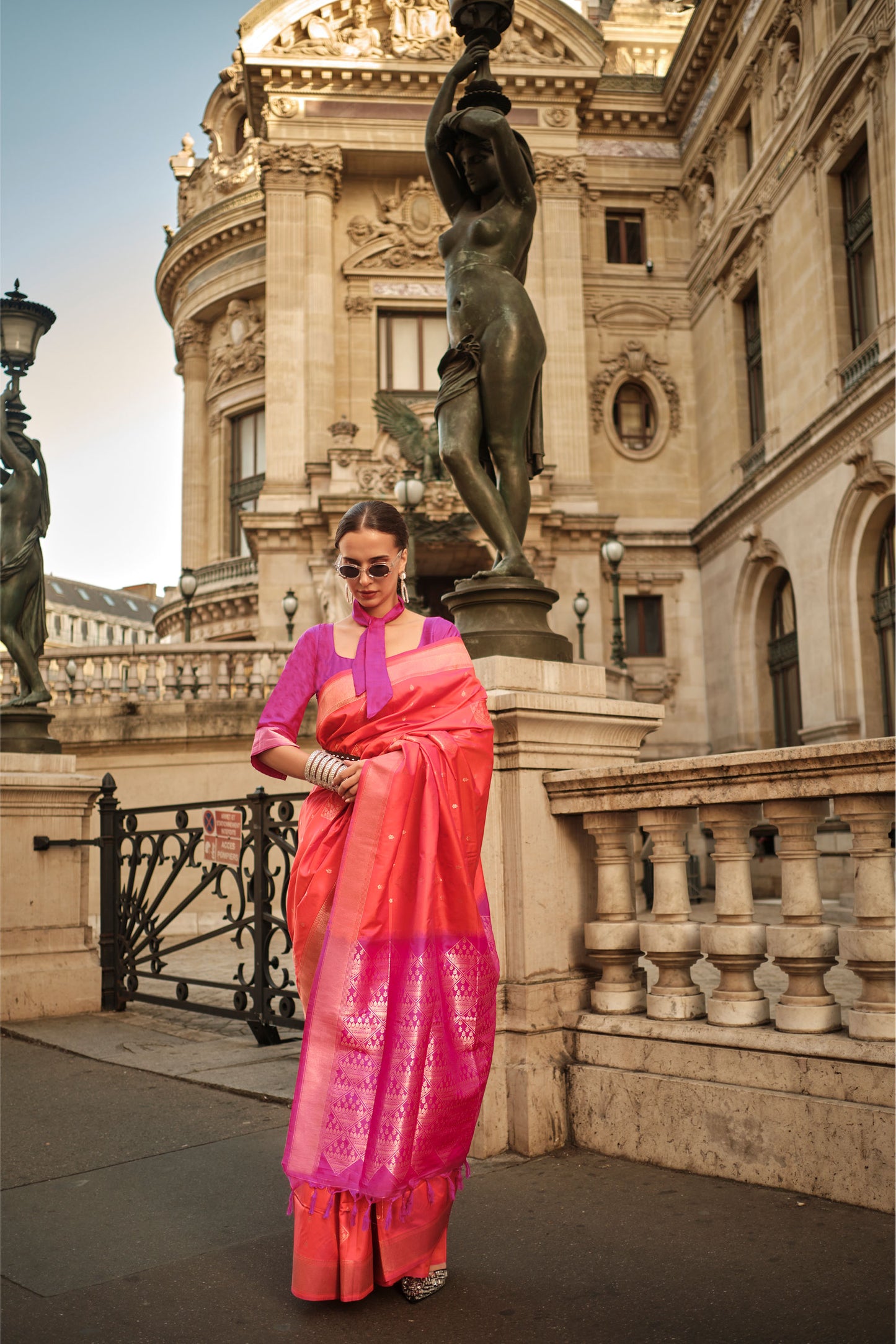 Orange Kraft Soft Silk Handloom Saree