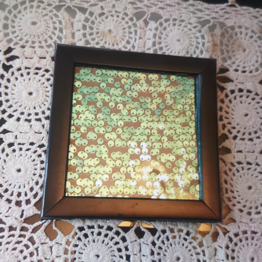 Glass-Top Framed Handmade Coasters - Yellow & Green