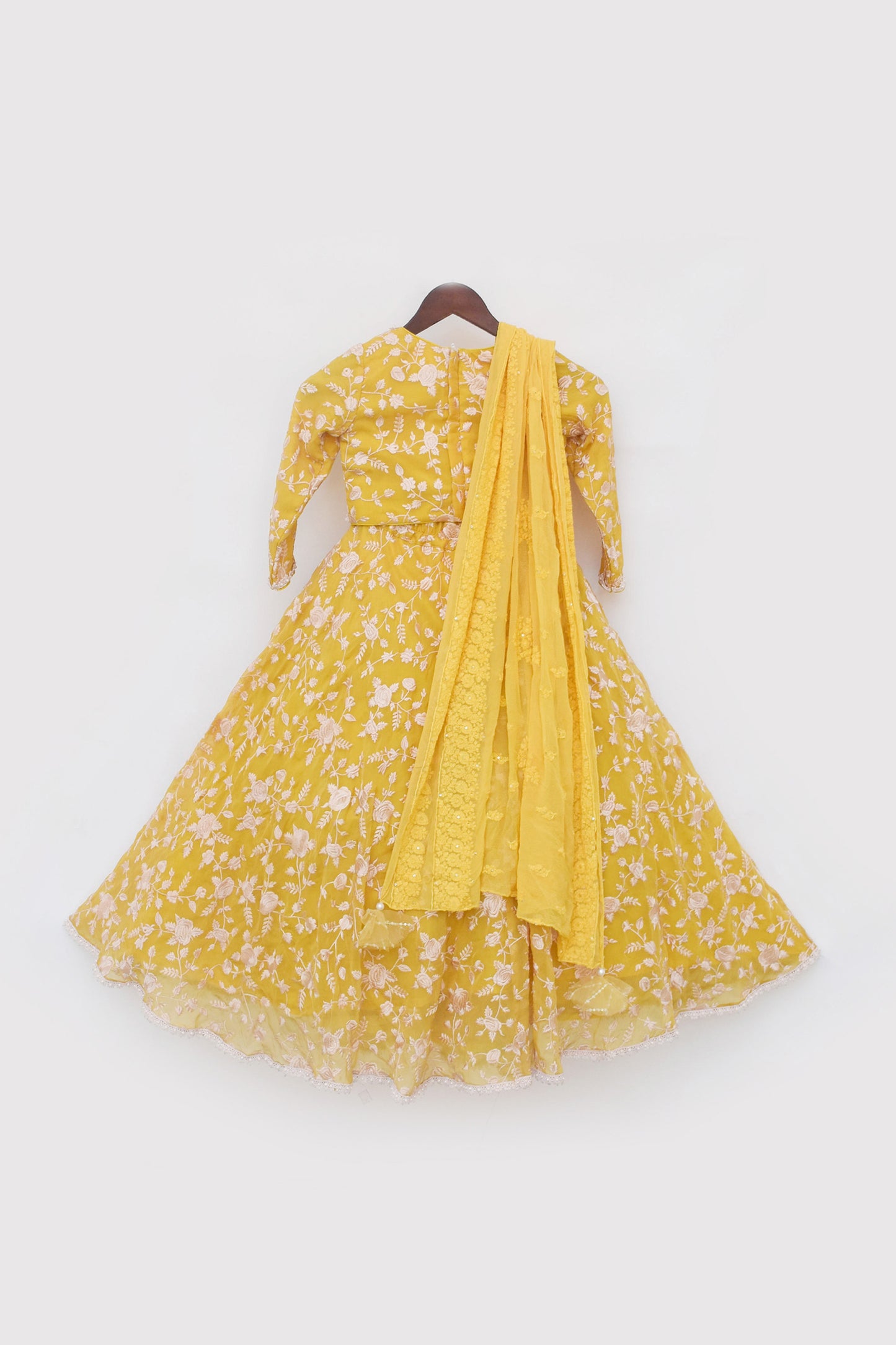 Yellow Parsi work Lehenga Choli