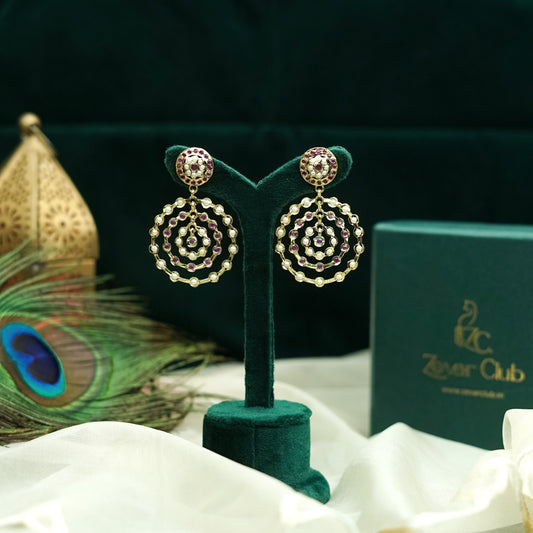 Gulabi Pearl Polki Drop Earrings