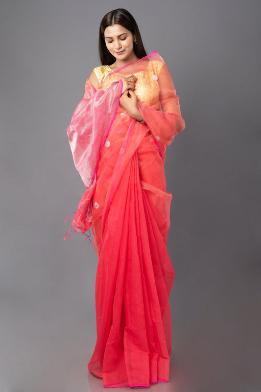 Peach blush handloom saree