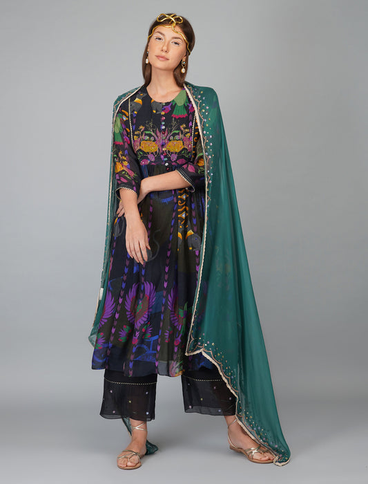 Egyptian Print Anarkali Set