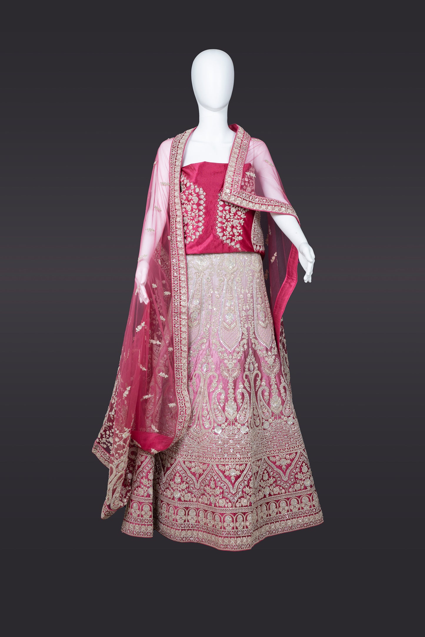 Maroon Velvet Bridal Lehenga