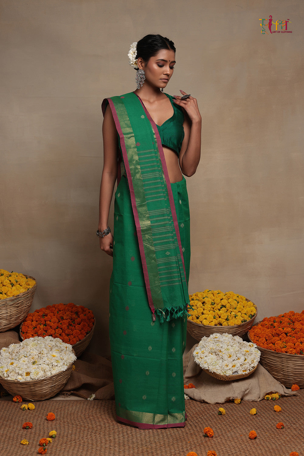 Green Handloom Kanchi Cotton Saree