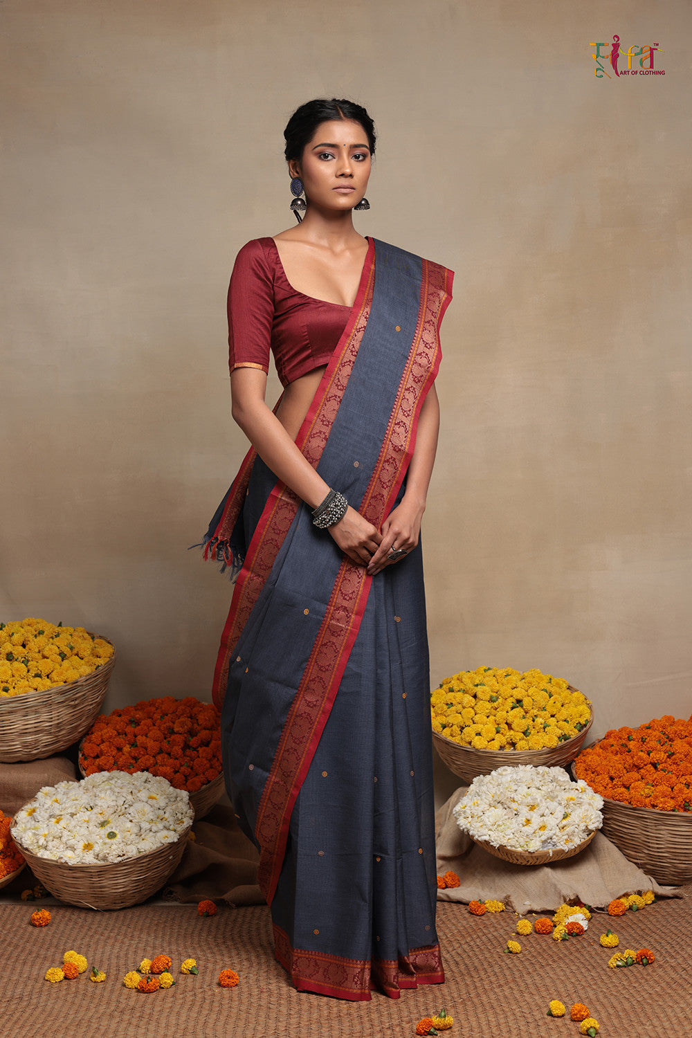 Handloom Shadow Grey Kanchi Cotton Saree