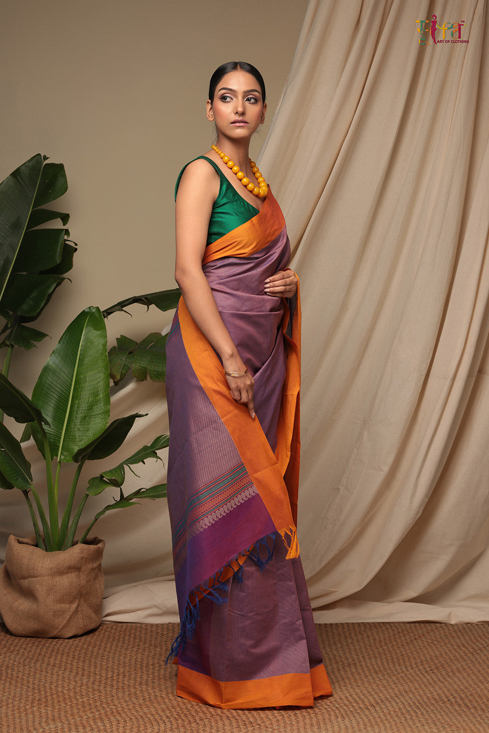 Handloom Purple Pure Cotton Kanchi Cotton Saree