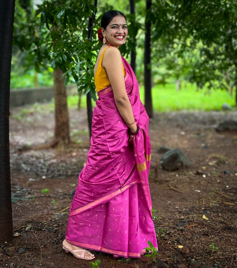 Raji Pink Viscose Handloom saree