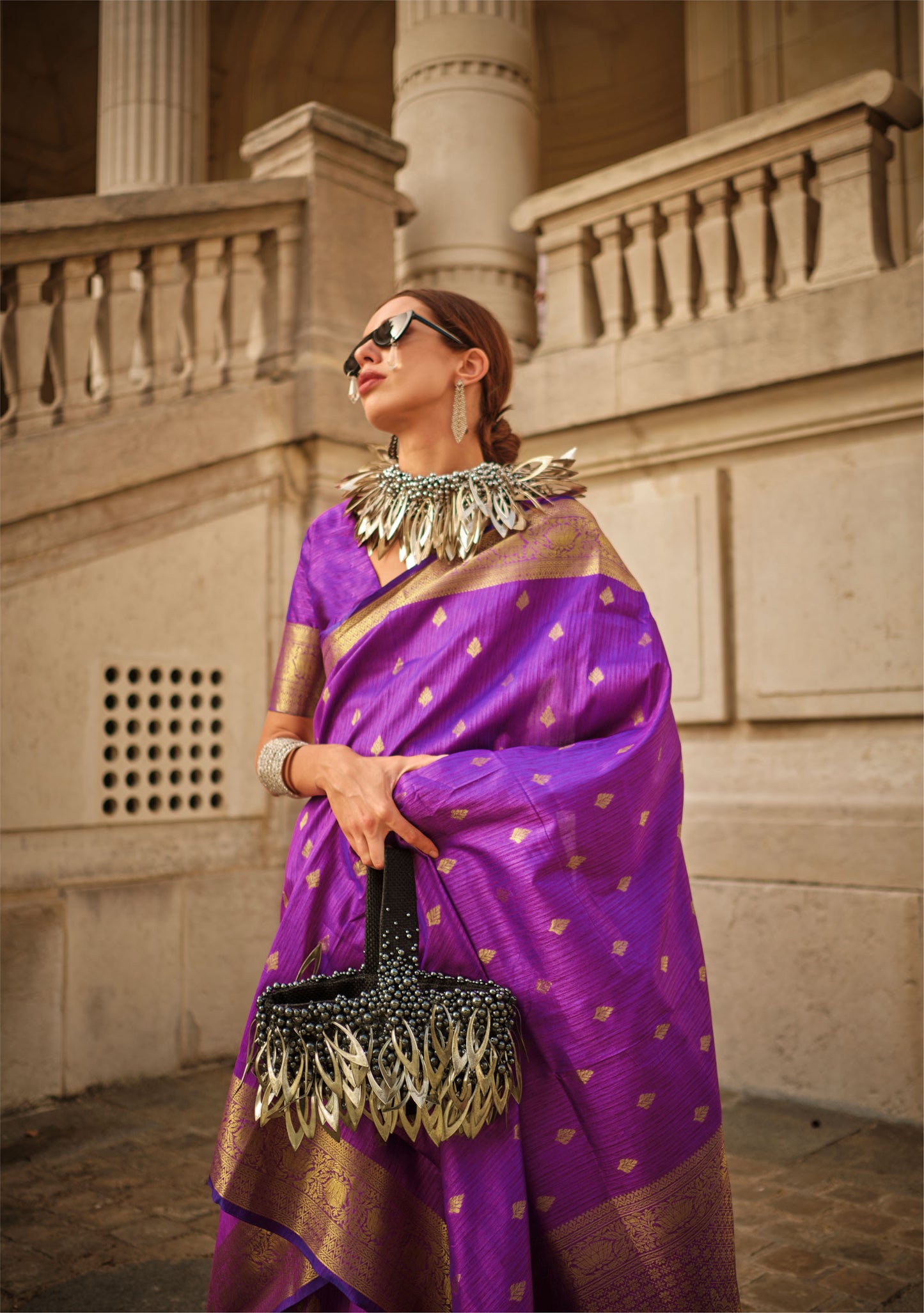 Violet Khaddi Silk Handloom Saree