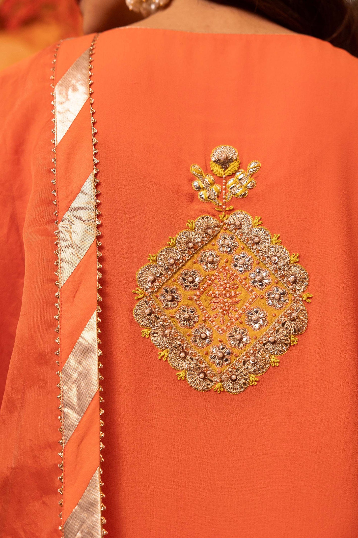 Glitterati Orange Georgette Gotta Dori Kurta set