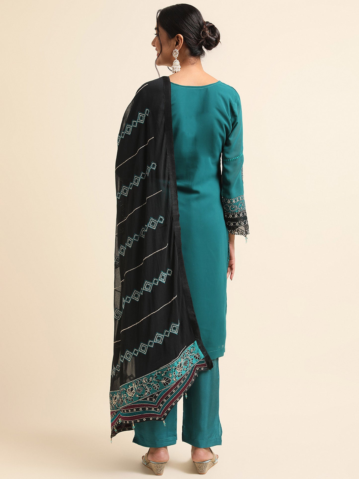 Teal Green Georgette sequins pakistani suit