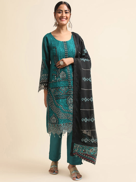 Teal Green Georgette sequins pakistani suit