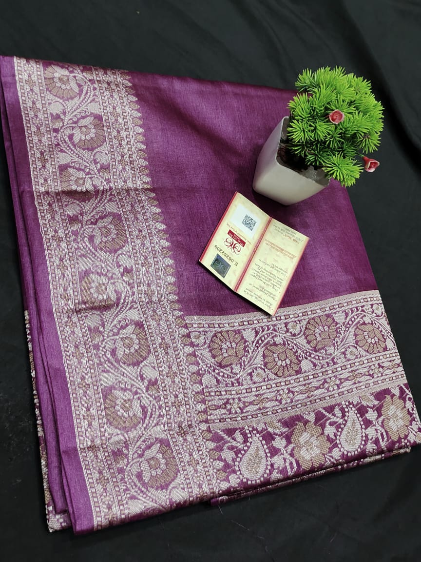 Tussar Silk Tifli Border Saree