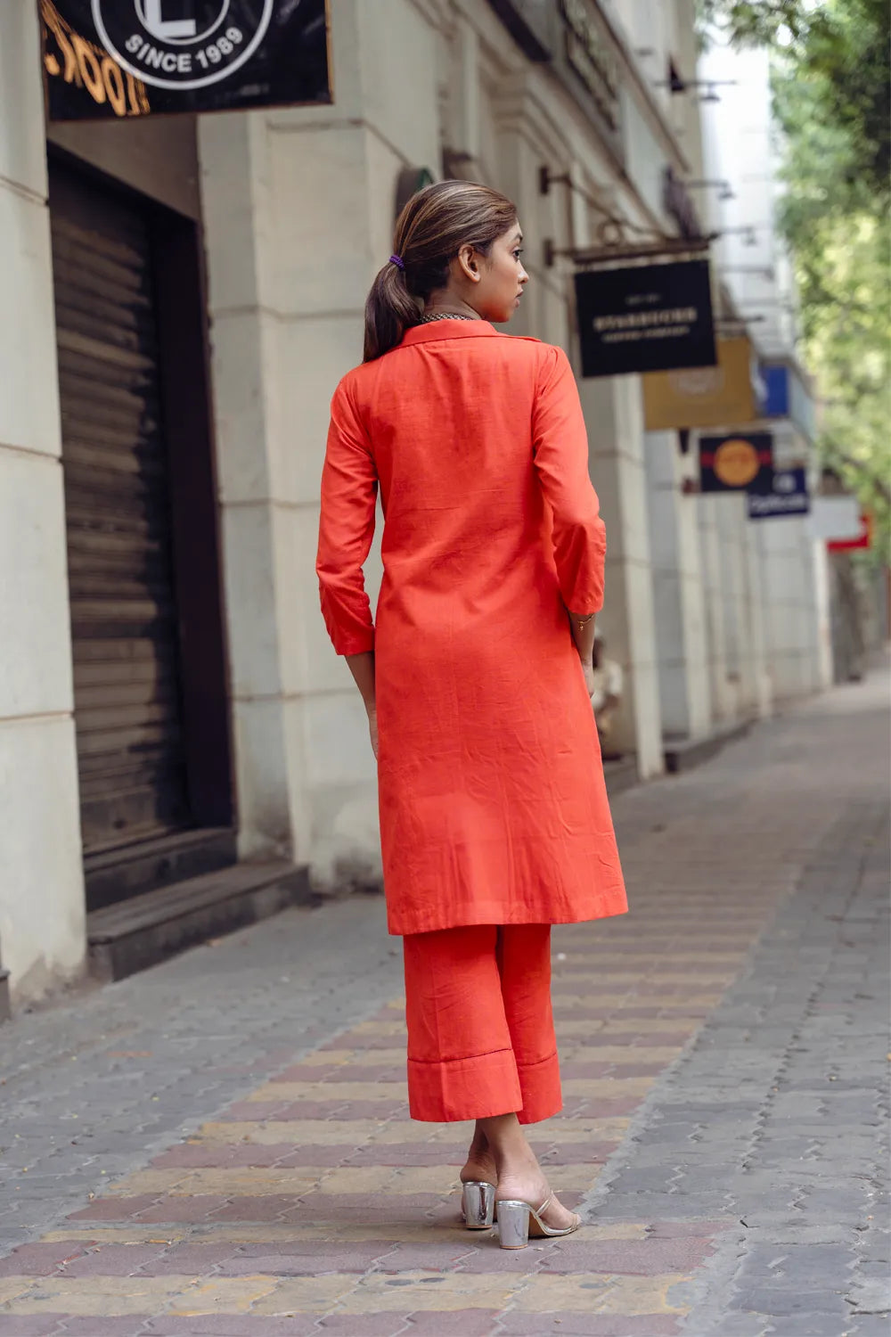 Tangerine Orange Pure Cotton Co-ord Set