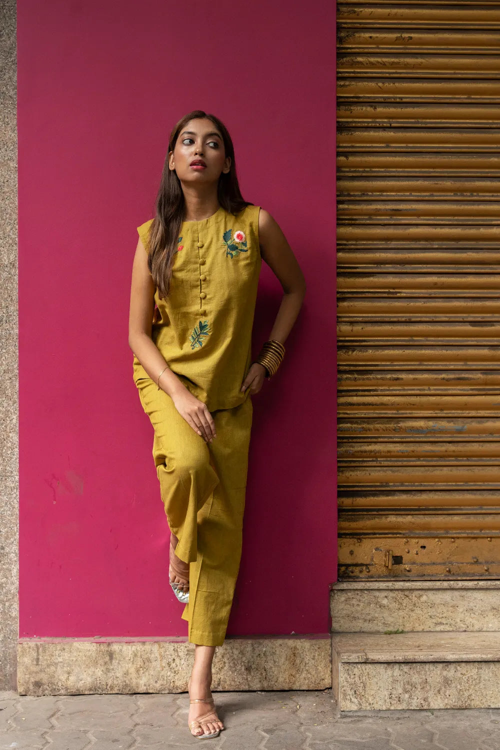 Olive Green Khadi Cotton Co-ord Set