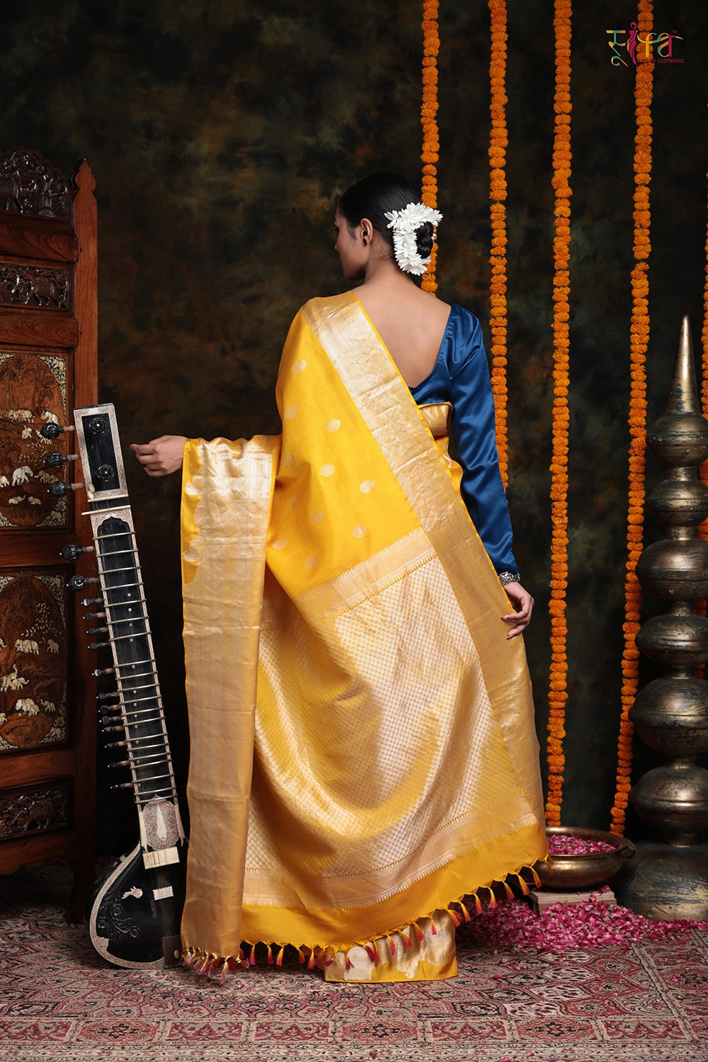 Sunflower Yellow Handloom Kanchipattu Saree