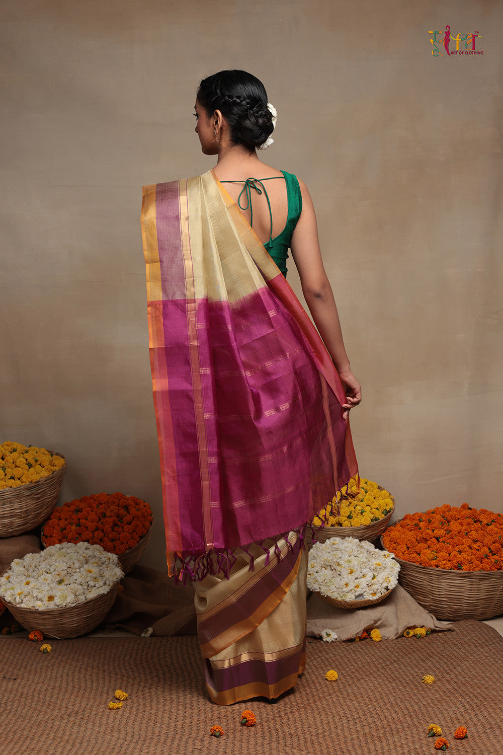 Handloom Gold  Pure Silk Kanchi Contemporary Saree