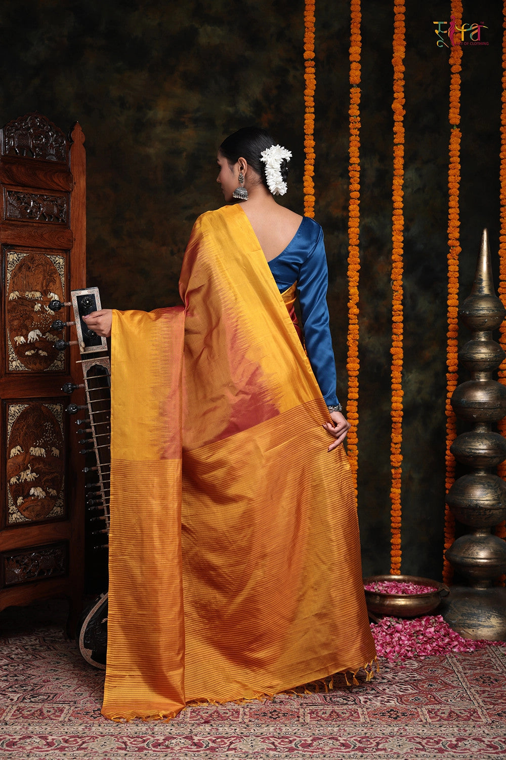 Handloom Mustard & Yellow Pure Silk Saree