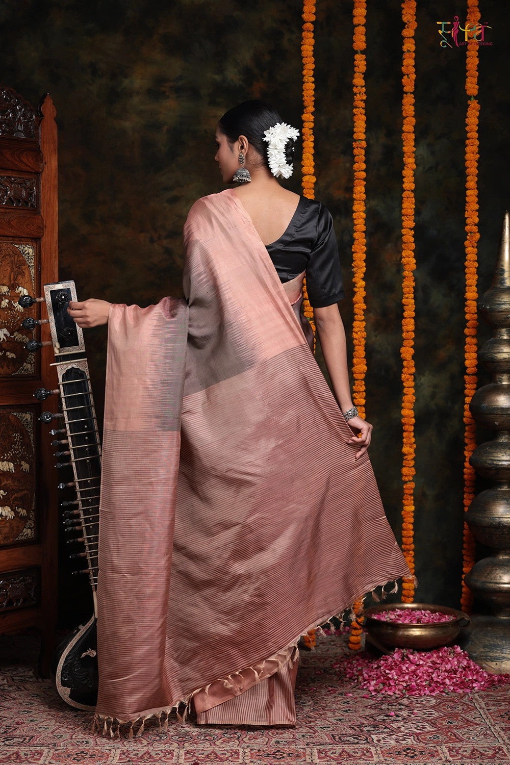 Handloom Cedar Brown Pure Silk Saree