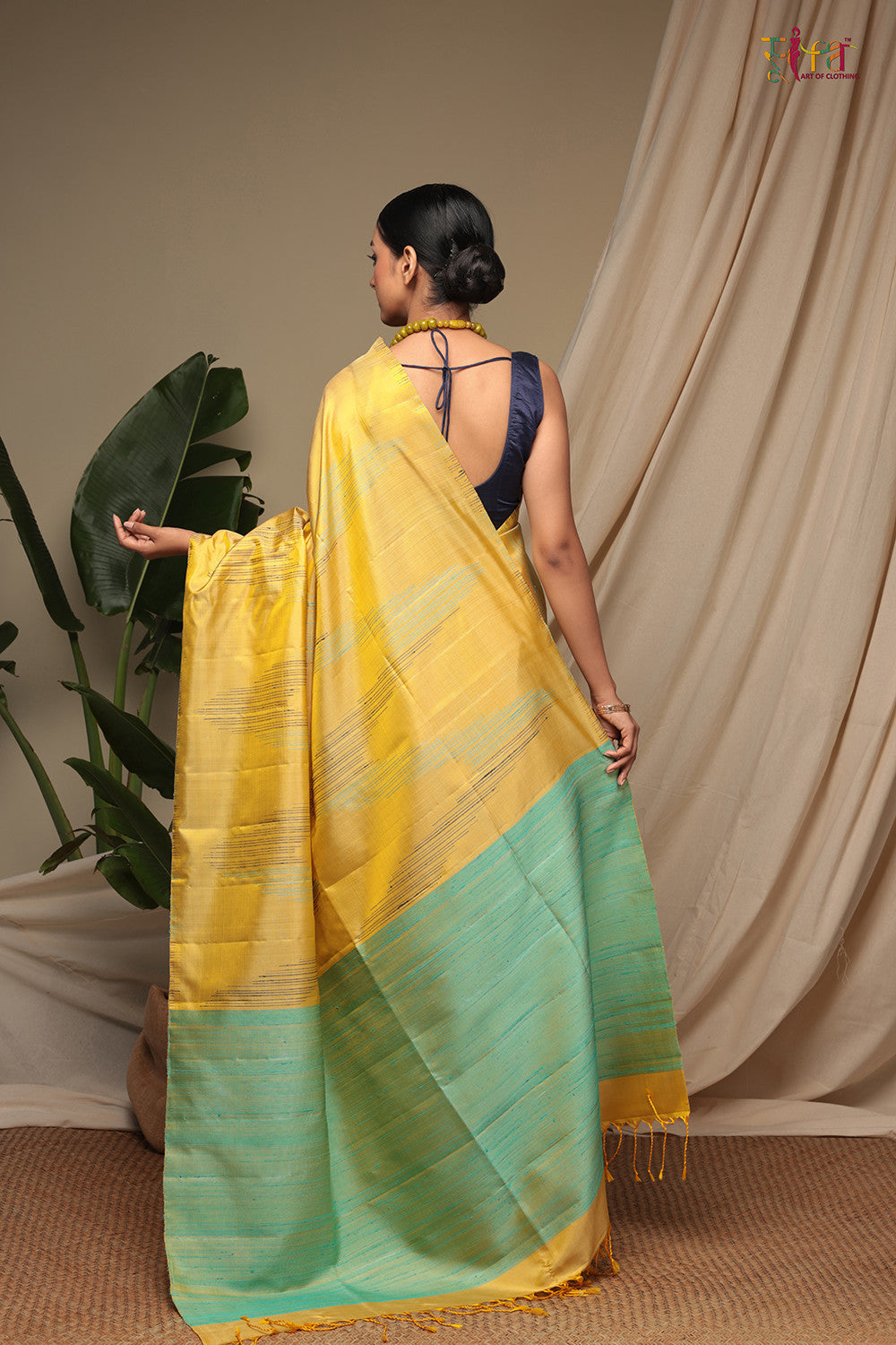 Handloom Sunshine Yellow Pure Silk Kanchi Contemporary Saree