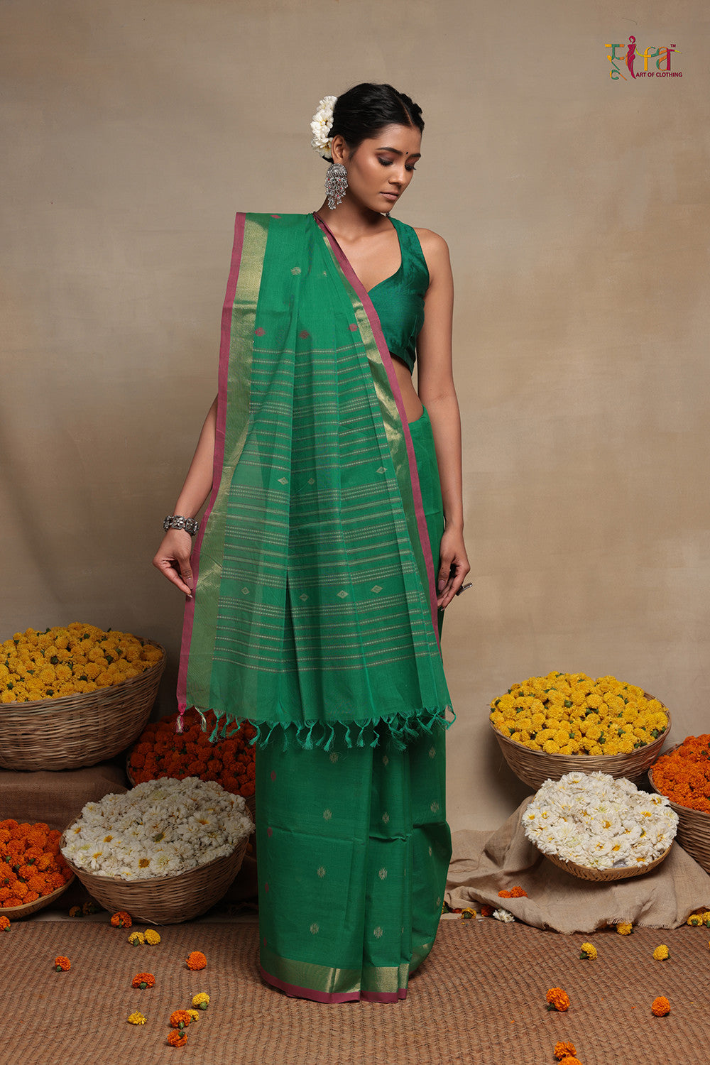 Green Handloom Kanchi Cotton Saree