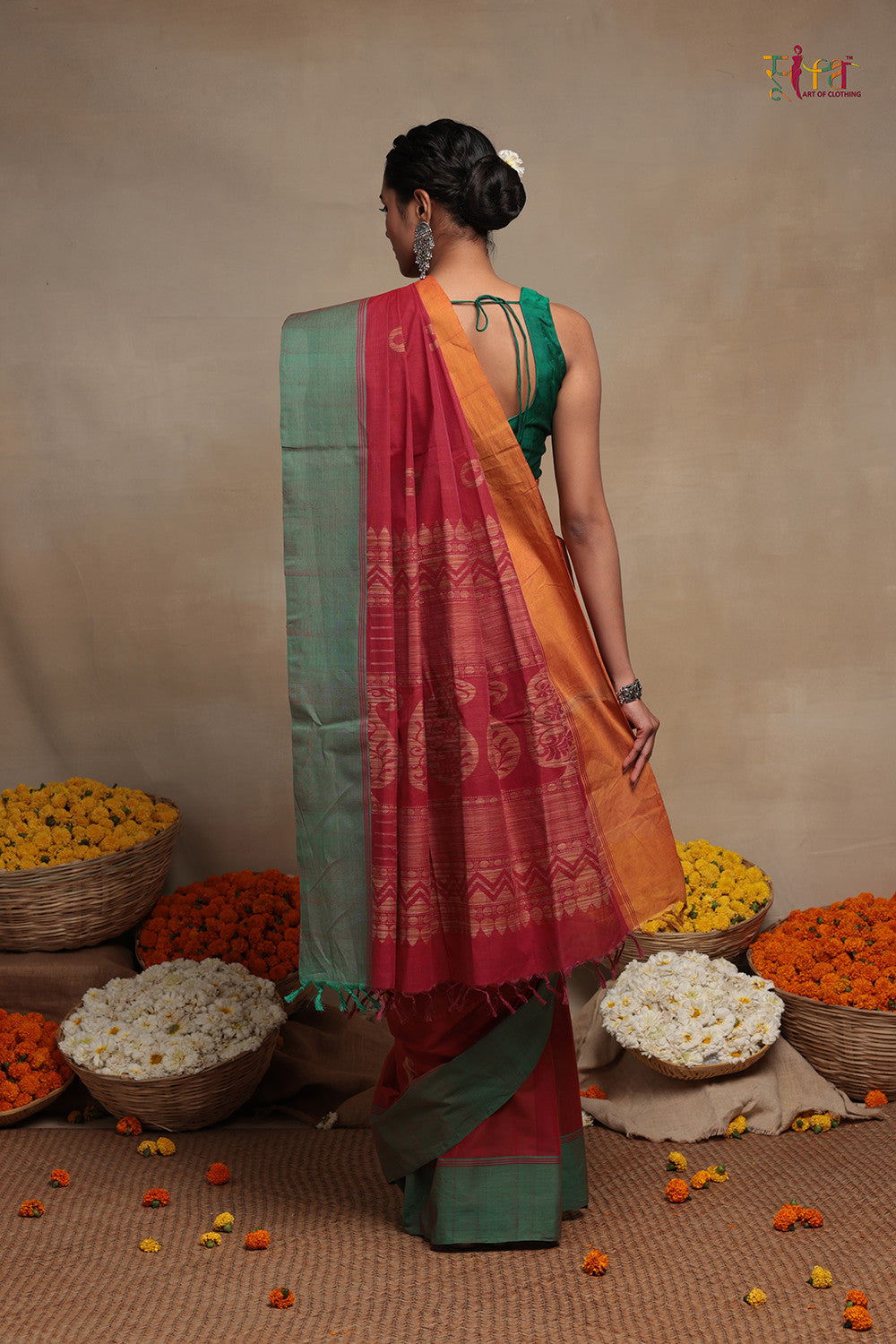 Traditional Red Handloom Cotton Kanchi Saree