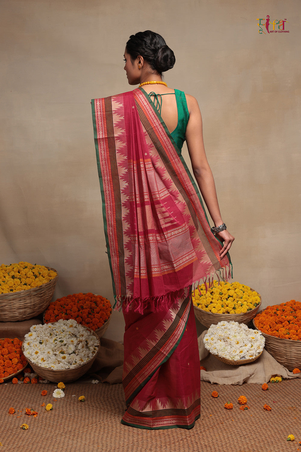 Magenta Handloom Pure Cotton Kanchi Saree