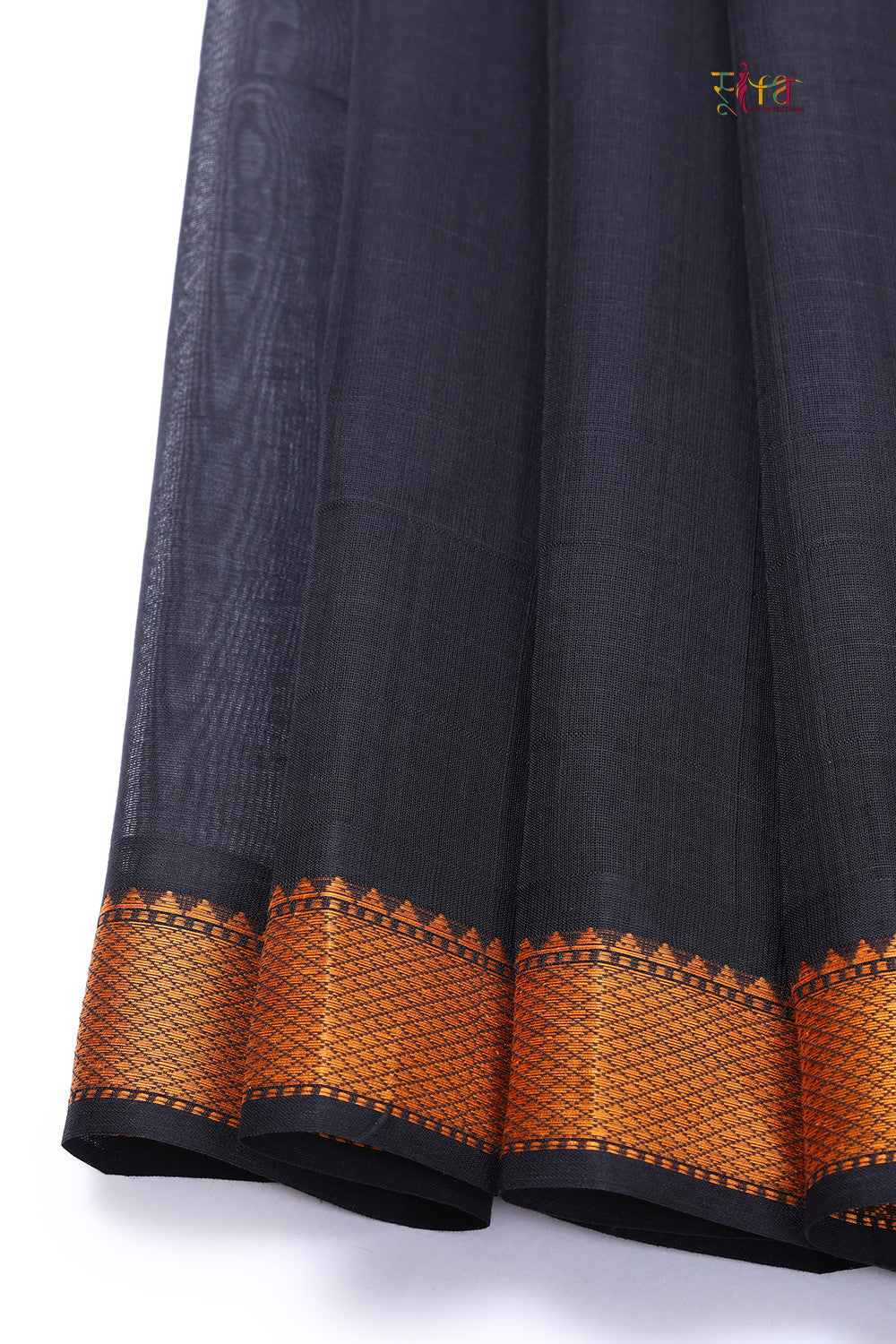 Handloom Black Pure Cotton Kanchi Contemporary Saree