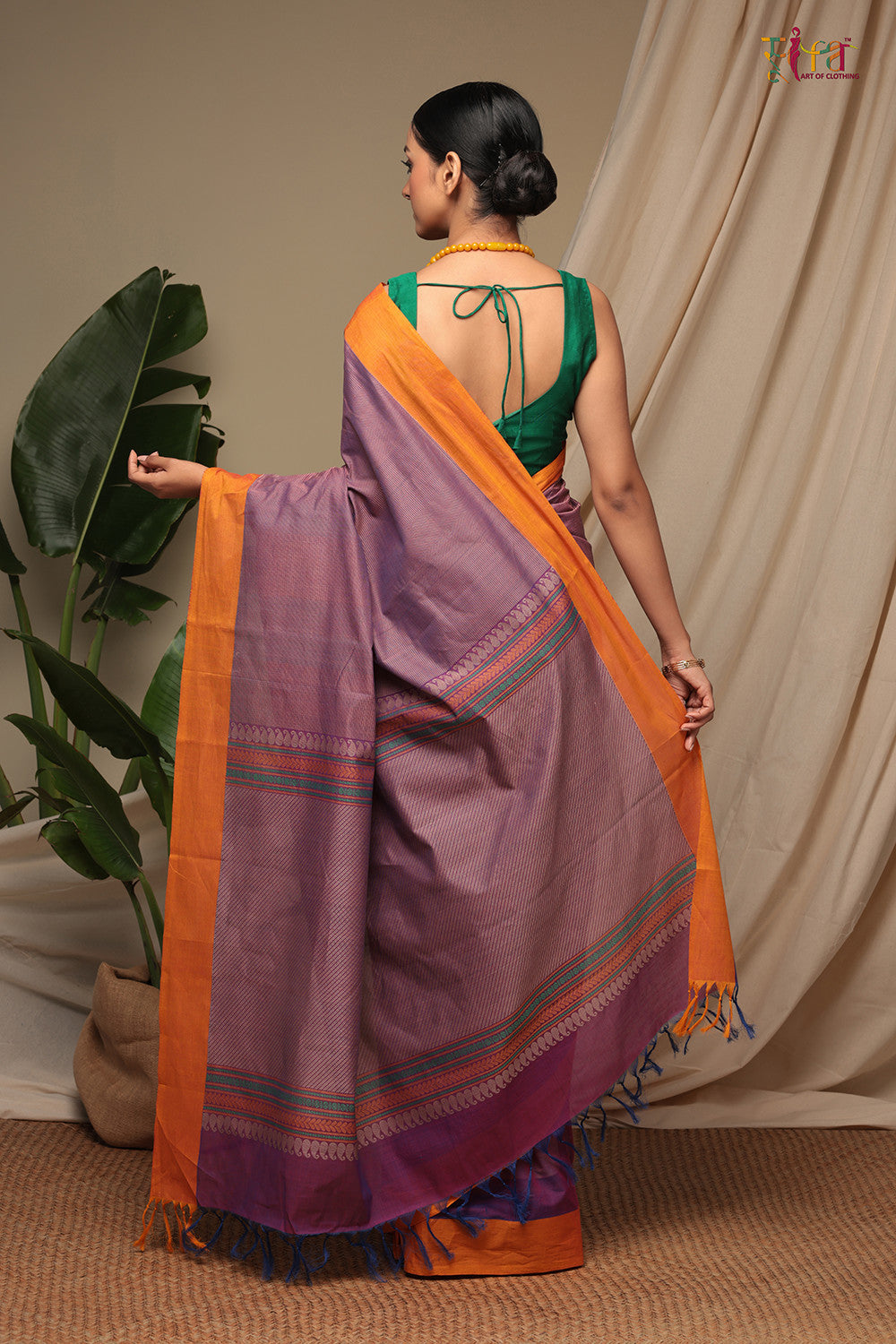 Handloom Purple Pure Cotton Kanchi Cotton Saree