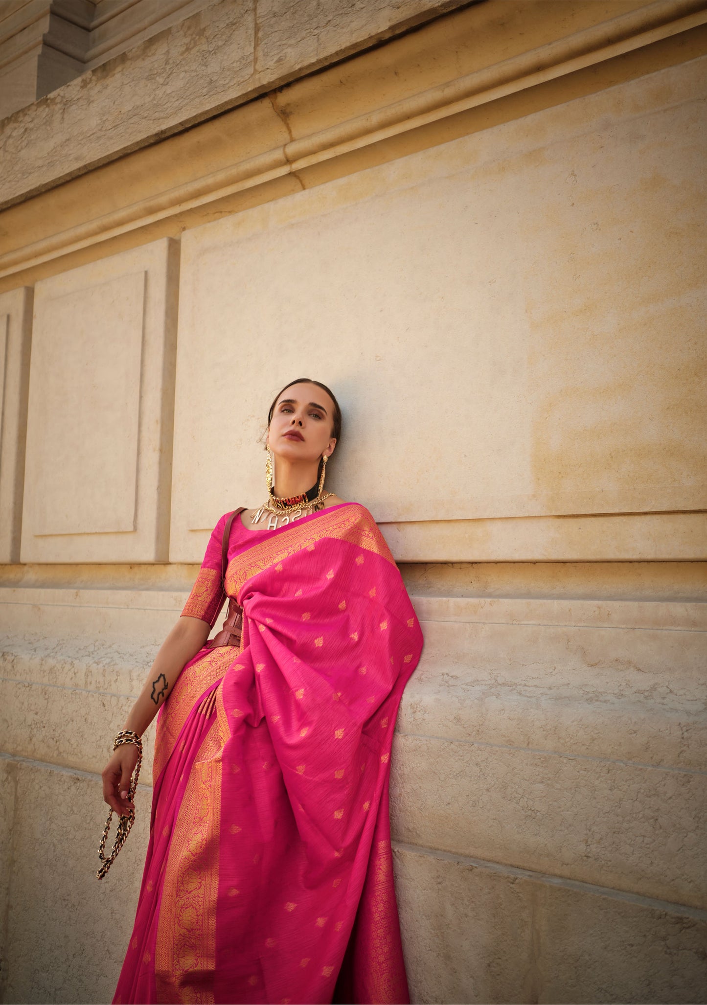 Pink Khaddi Silk Handloom Saree