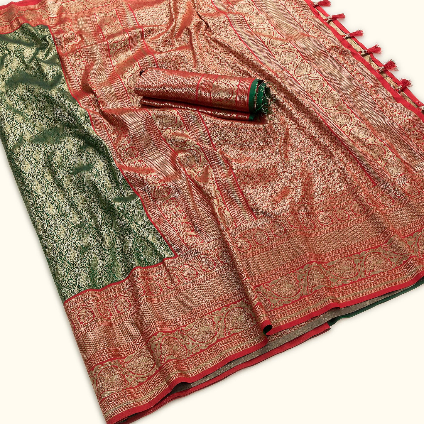 Green Banarasi Kairi Jaal Silk Saree